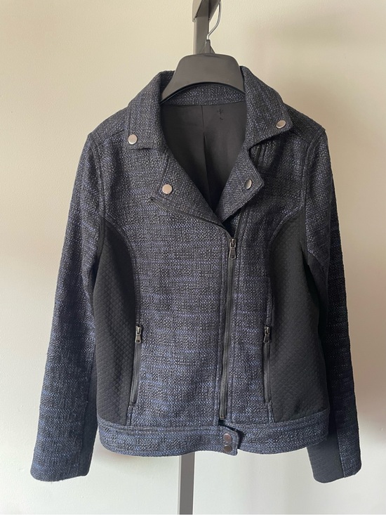 Ricki's Jackets & Blazers - Ricki’s Tweed Moto Jacket Blue Biker Motorcycle